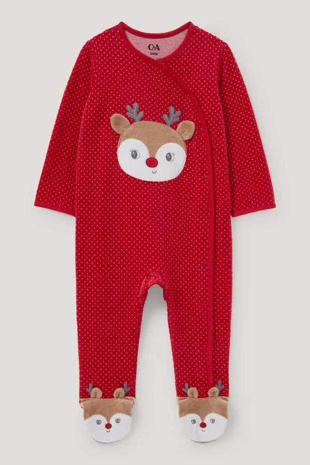 Rendier - babypyjama voor kerst - met stippen