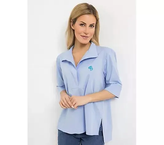AMINATI® Bluse, 3/4-Arm Zierkragen Seitenschlitze Längenunterschied