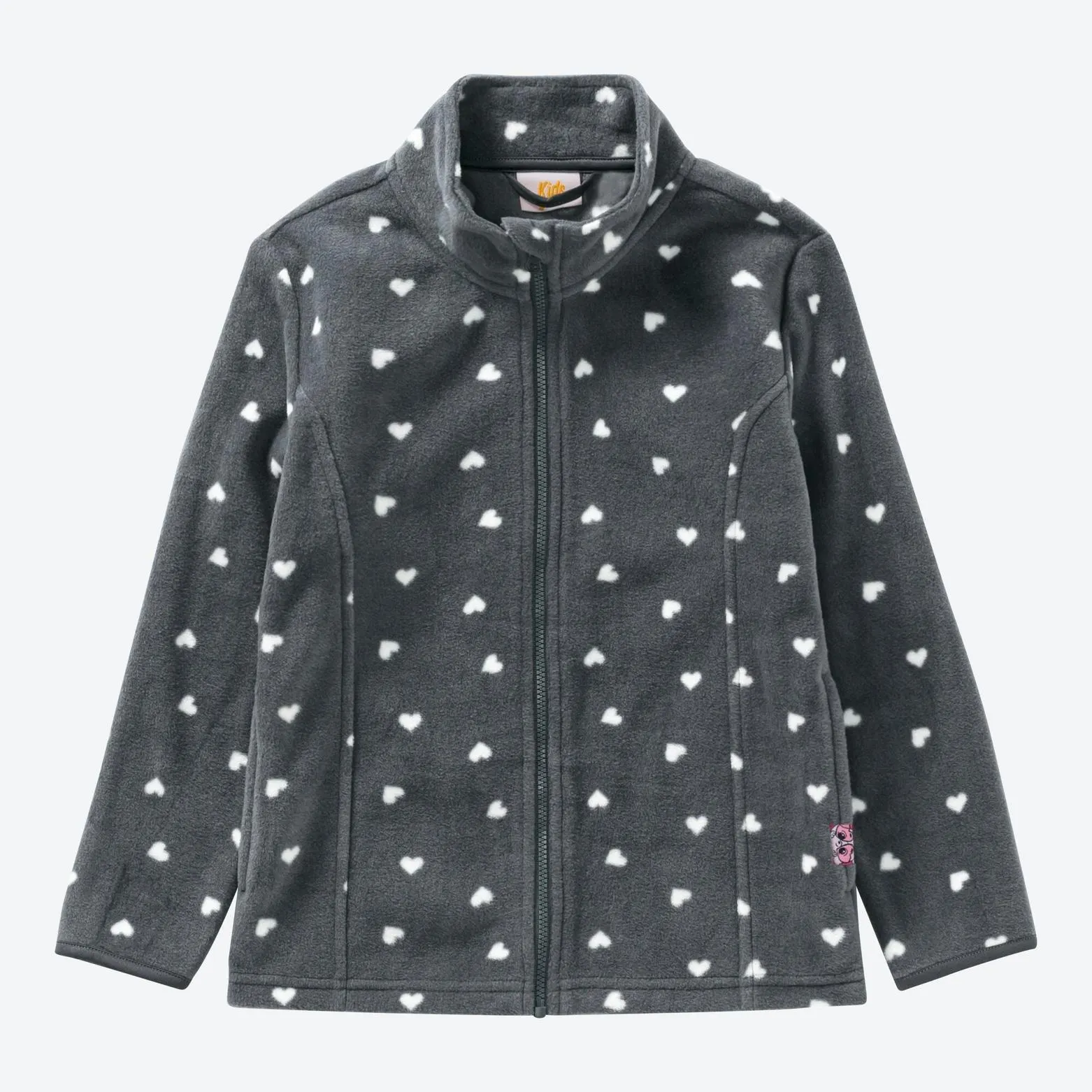 Kinder-Mädchen-Fleecejacke mit Herz-Muster