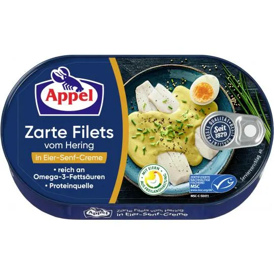 Appel zarte Heringsfilets in Eier-Senf-Creme 200G