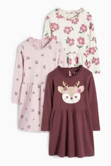 Multipack of 3 - flowers and deer - dress