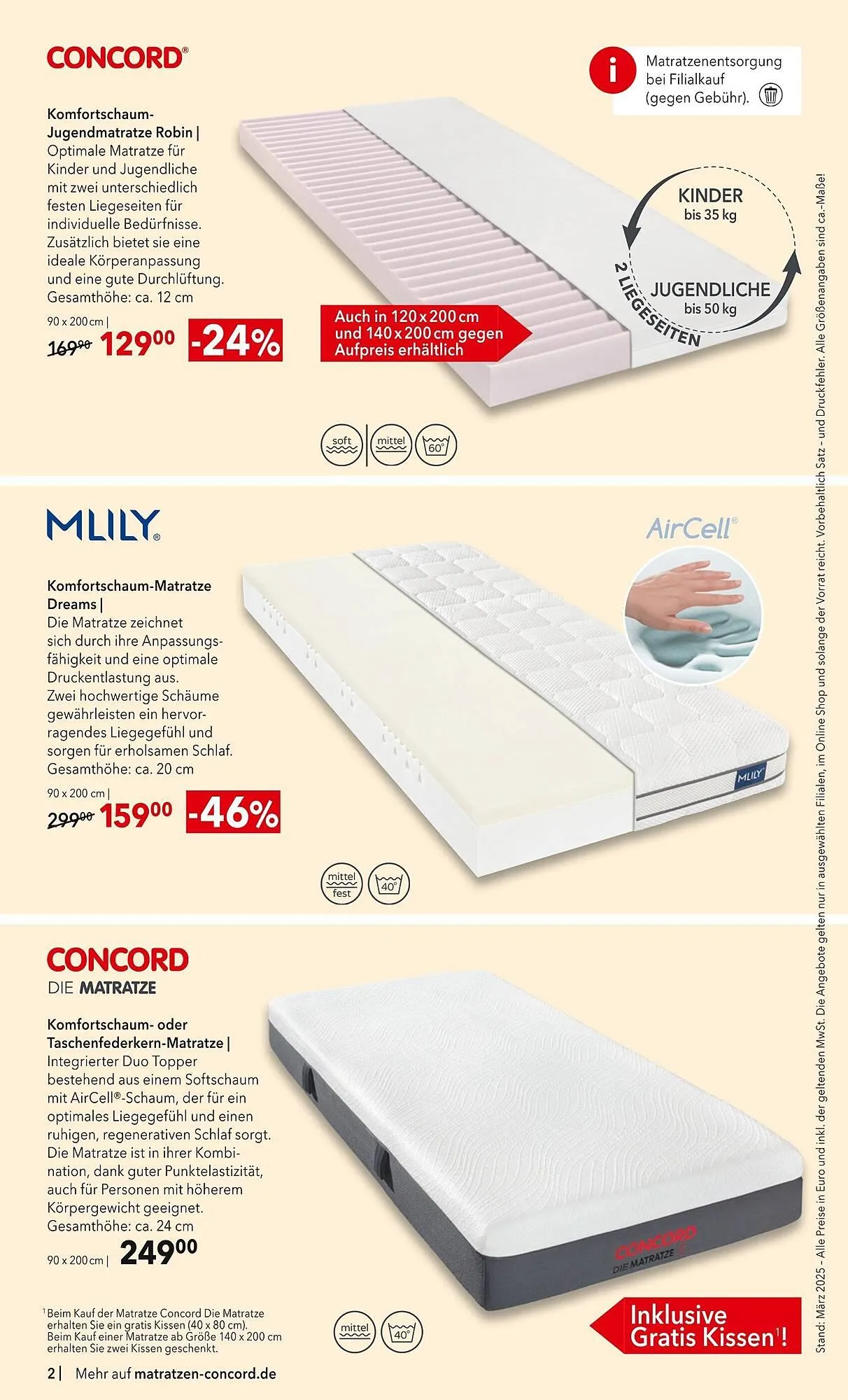 Matratzen Concord Prospekt von 26. März bis 29. April 2025 - Prospekt seite 2