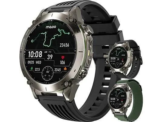 MAOO FORGE Smartwatch TPU, Leder und Stoff, 22 mm, Rotguss Metall