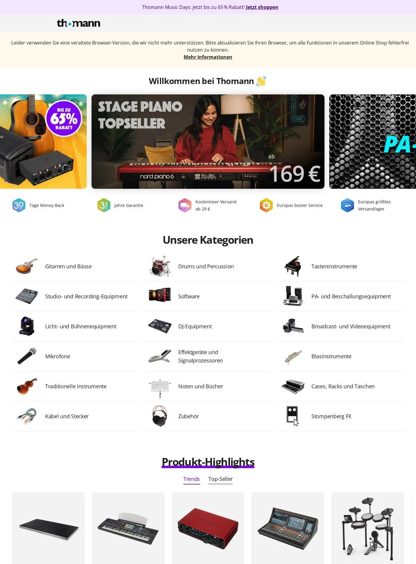 Thomann Aktueller Prospekt von 21. Juli bis 30. Juli 2025 - Prospekt seite 1