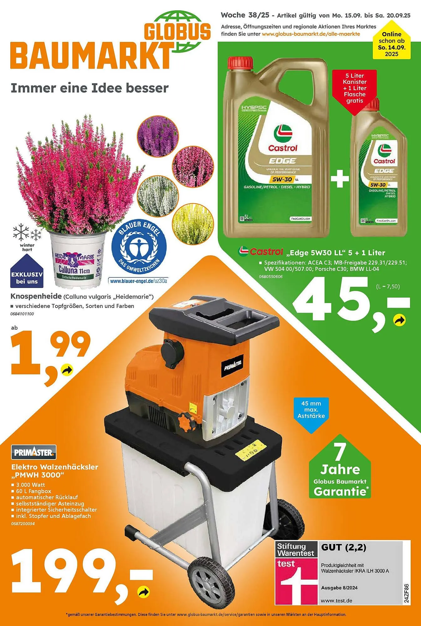Globus Baumarkt Prospekt von 14. September bis 20. September 2025 - Prospekt seite 1