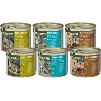 REAL NATURE WILDERNESS Nassfutter Katze, Adult 6x200 g Mixpaket 1