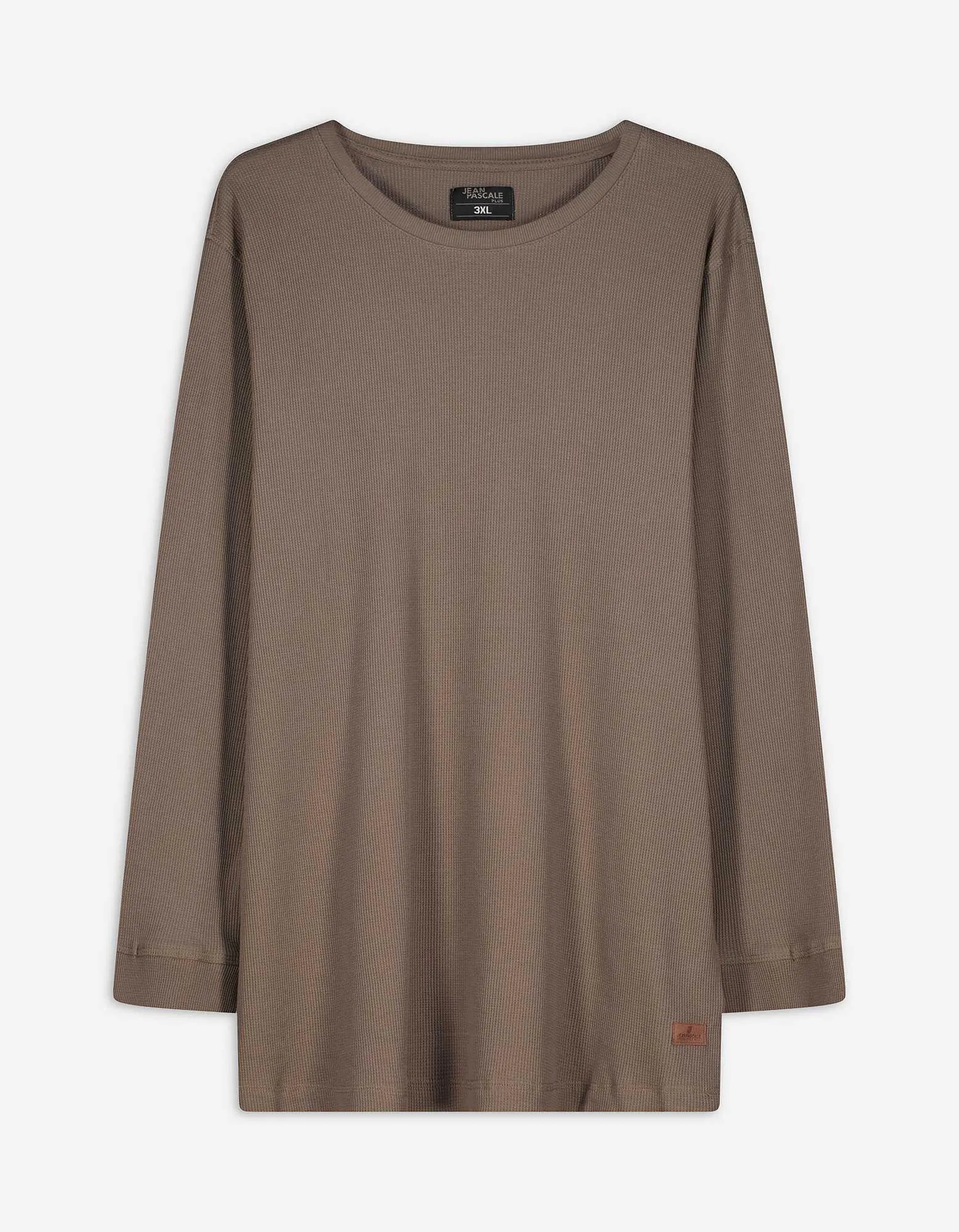 Langarmshirt - Baumwolle - beige