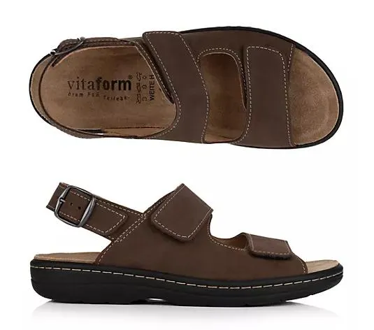 VITAFORM Herren- Sandale Nubukleder 2 Klettverschlüsse Kontrastnaht