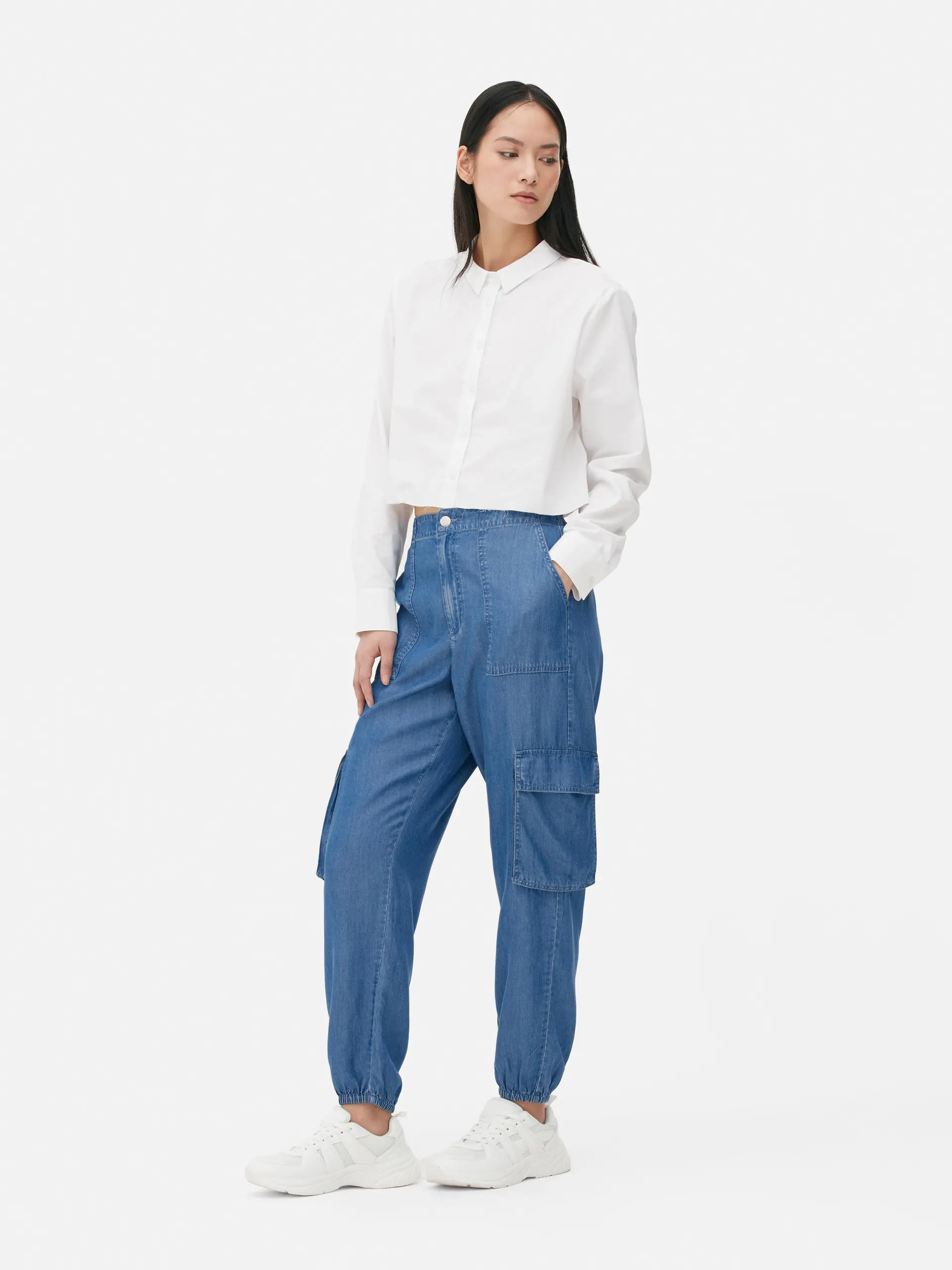 Elastische Cargo-Jeans