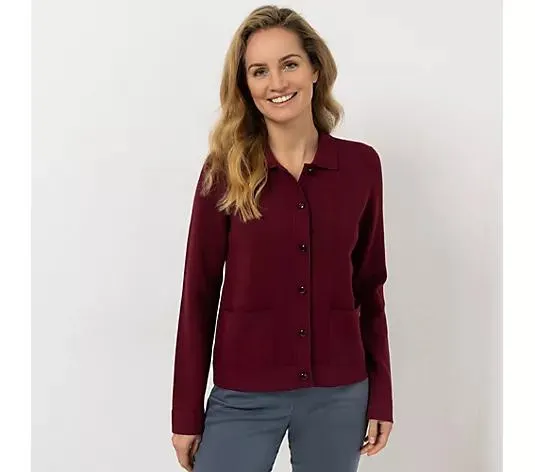 EVA LUTZ Cardigan Knopfleiste mit Taschen figurumspielend