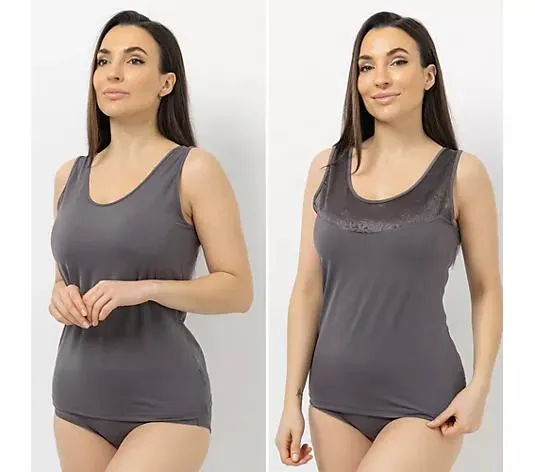 Wählen Sie Ihre Variante: LITTLE ROSE 2 Tops Mikrofasermischung 1x Basic 1x Spitzendetail