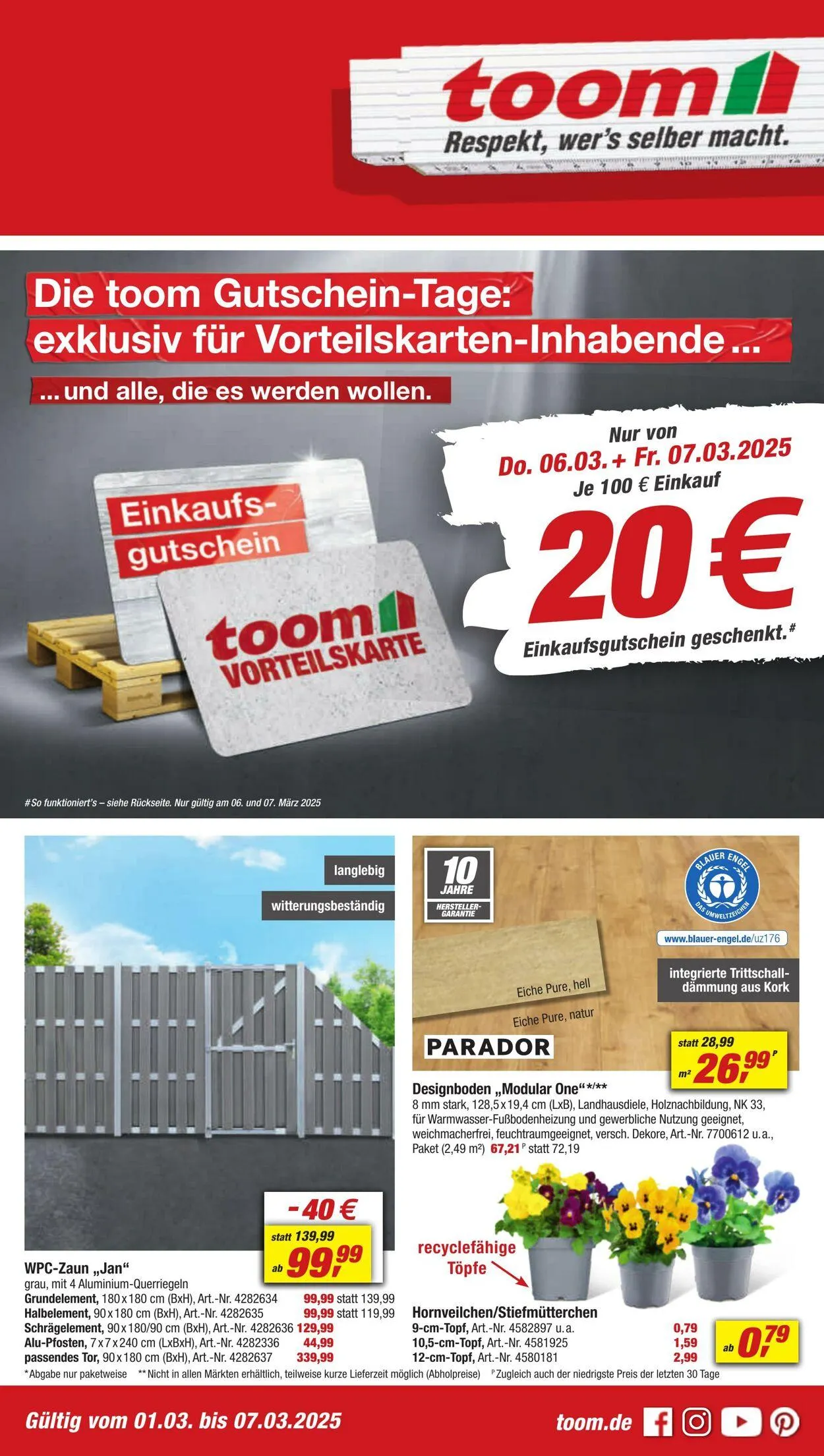 toom Baumarkt Aktueller Prospekt von 3. März bis 17. März 2025 - Prospekt seite 1
