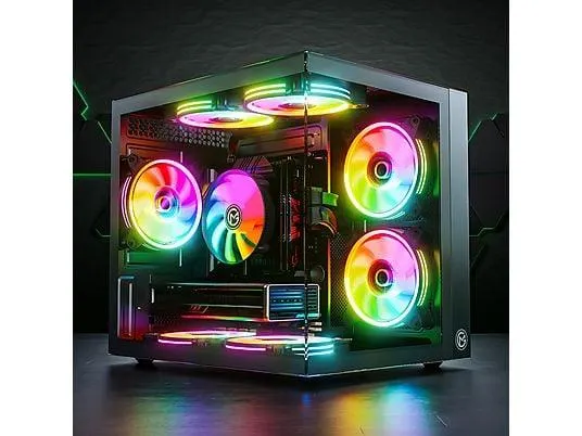 GAMEMACHINES HyperCube, RGB Kühler, Gaming PC mit AMD Ryzen™ 7 7700 Prozessor, 32 GB RAM, 1000 GB SSD, NVIDIA GeForce RTX™ 5070, Windows 11 Pro (64 Bit)
