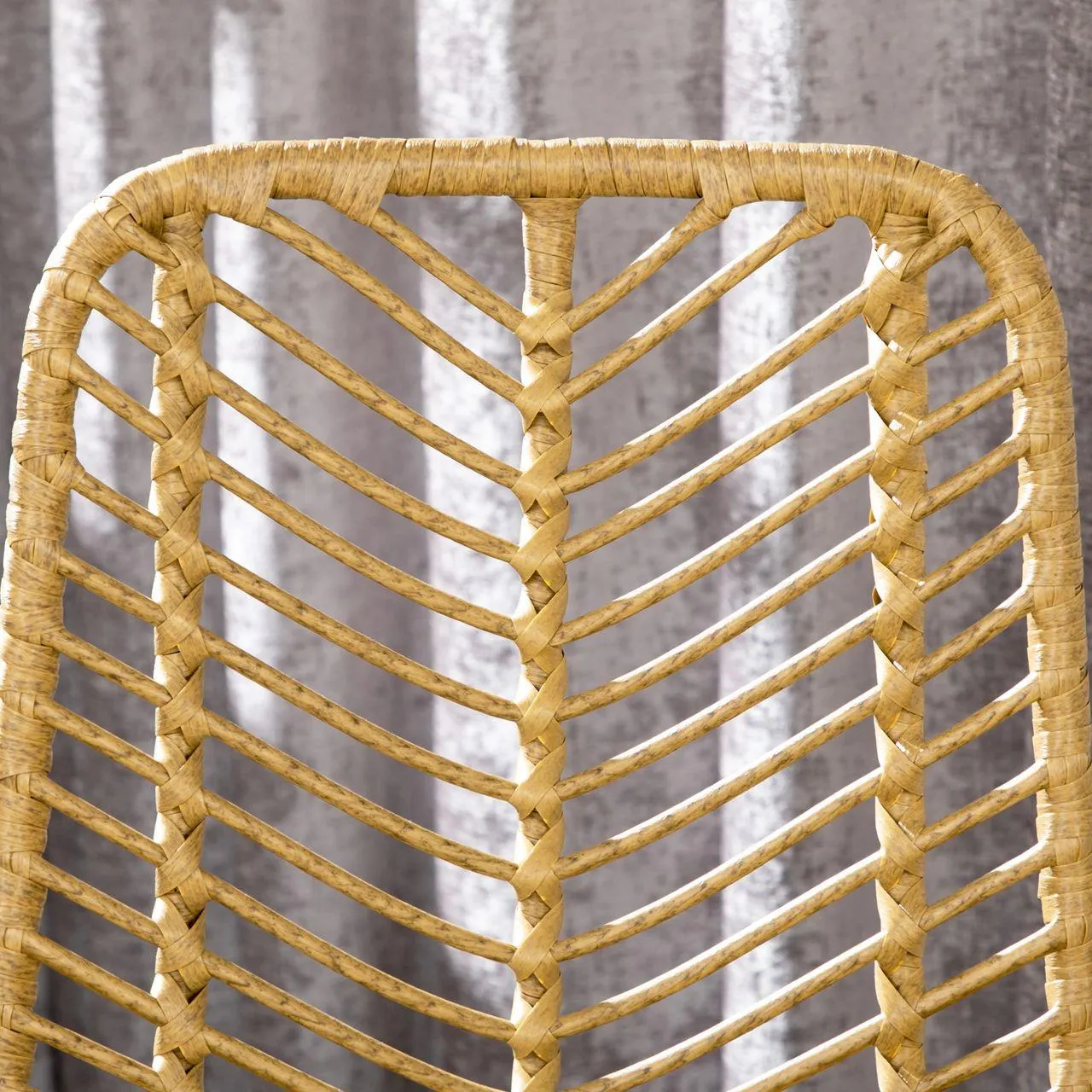 Barhocker 2er Set, Barstuhl mit Rattenoptik, Tresenhocker mit Rückenlehne