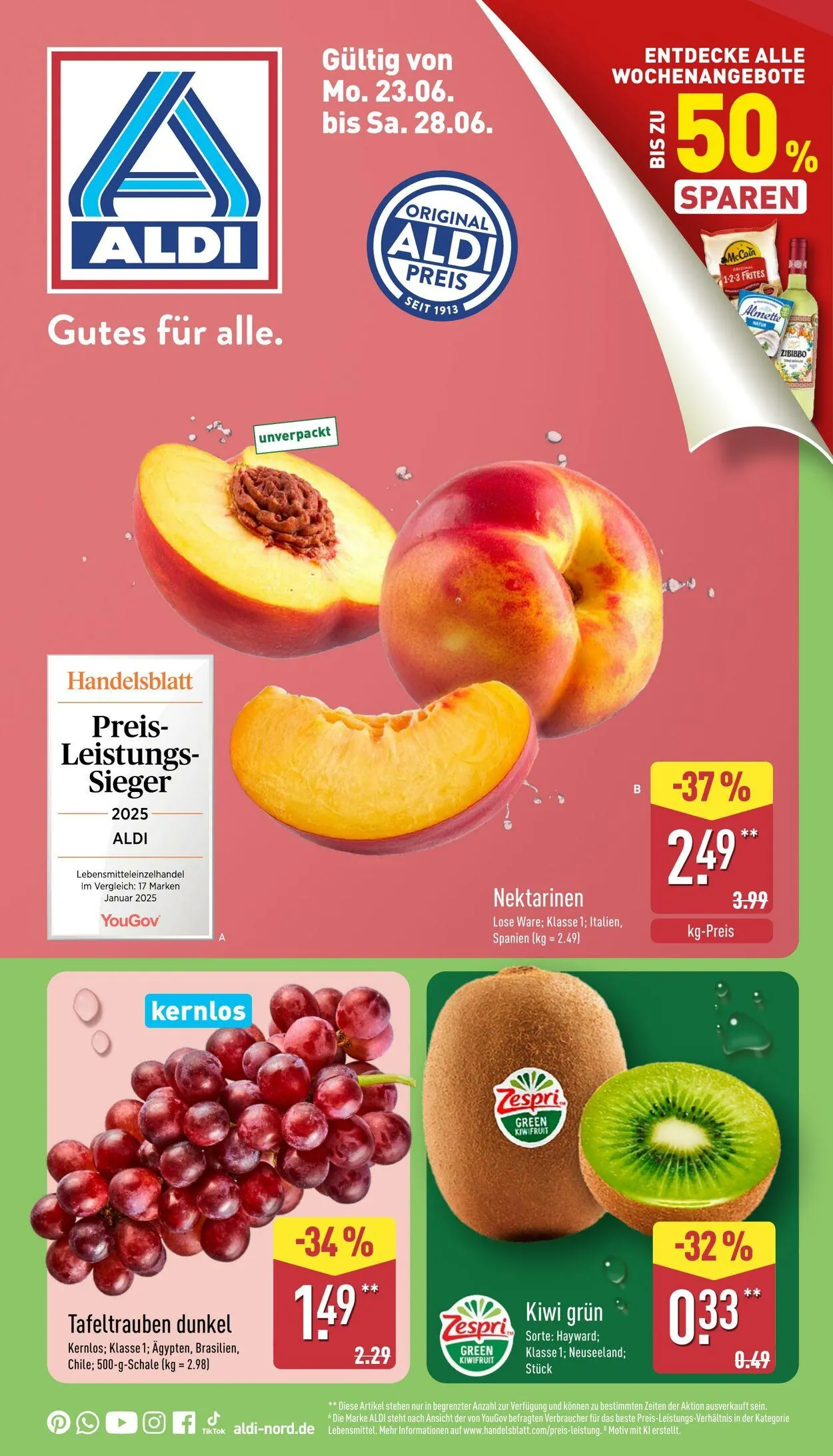 Aldi-Nord von 23. Juni bis 28. Juni 2025 - Prospekt seite 1