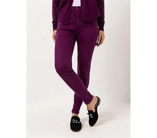 VIA MILANO Jeans, knöchellang 5-Pocket-Style schmales Bein Glanzgarn-Details