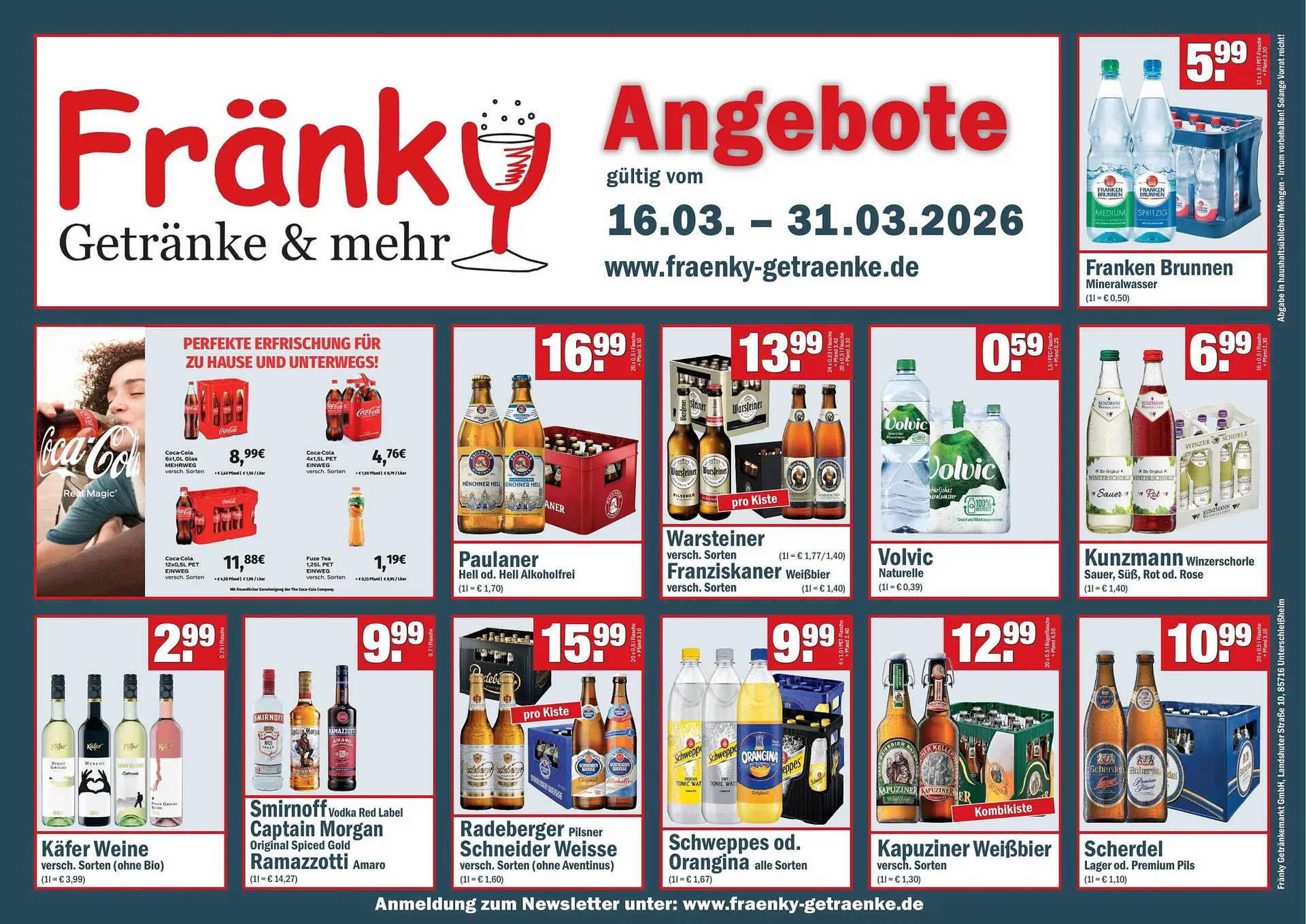 Fränky Getränke Prospekt von 16. März bis 31. März 2026 - Prospekt seite 1