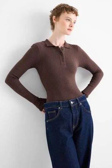 Polo shirt - slim fit - ribbed