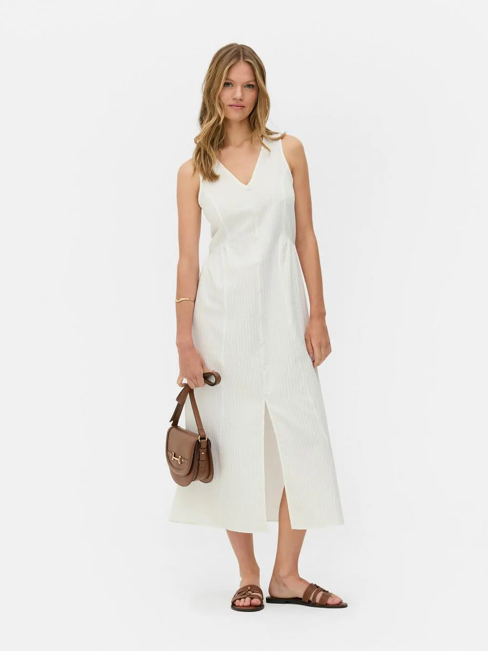 Midikleid aus Seersucker