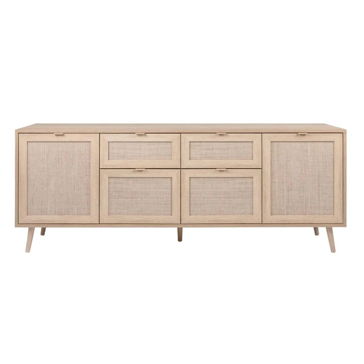 Sideboard BALI 180 x 71 cm Sonoma Eiche/ Rafia Geflecht