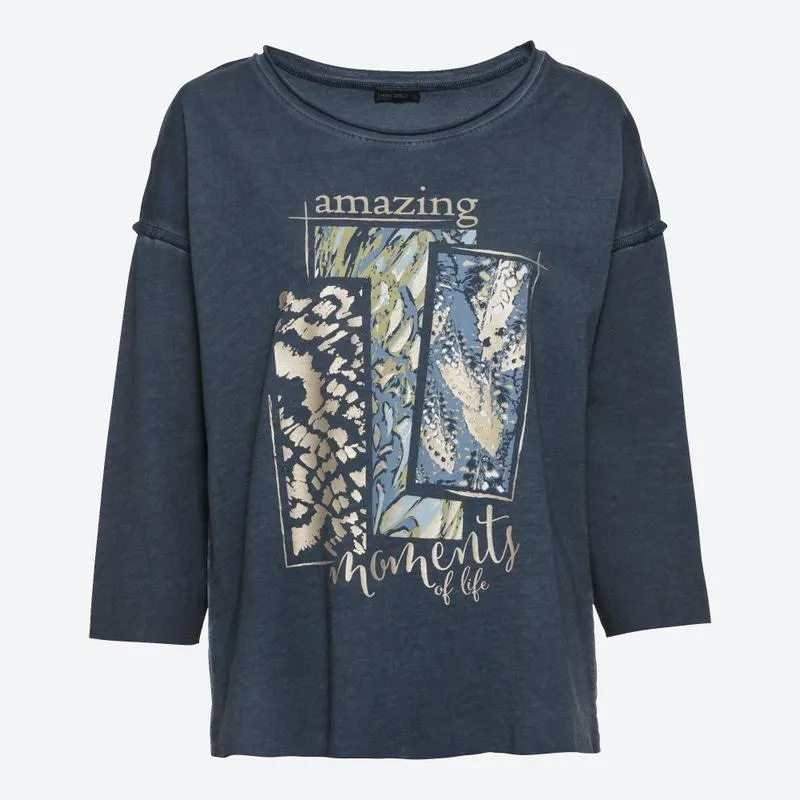 Damen-Langarmshirt mit Oilwash-Veredelung