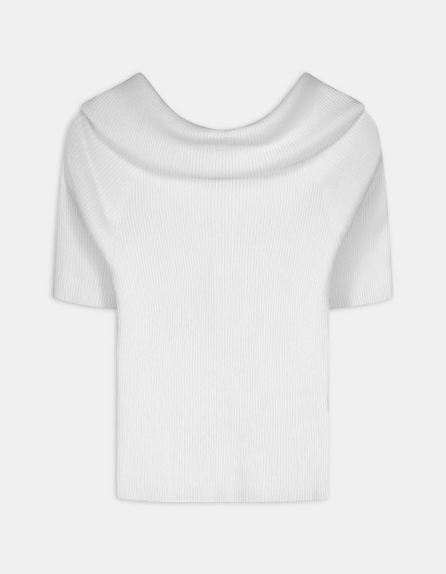 Strickshirt - Carmen-Ausschnitt - weiß