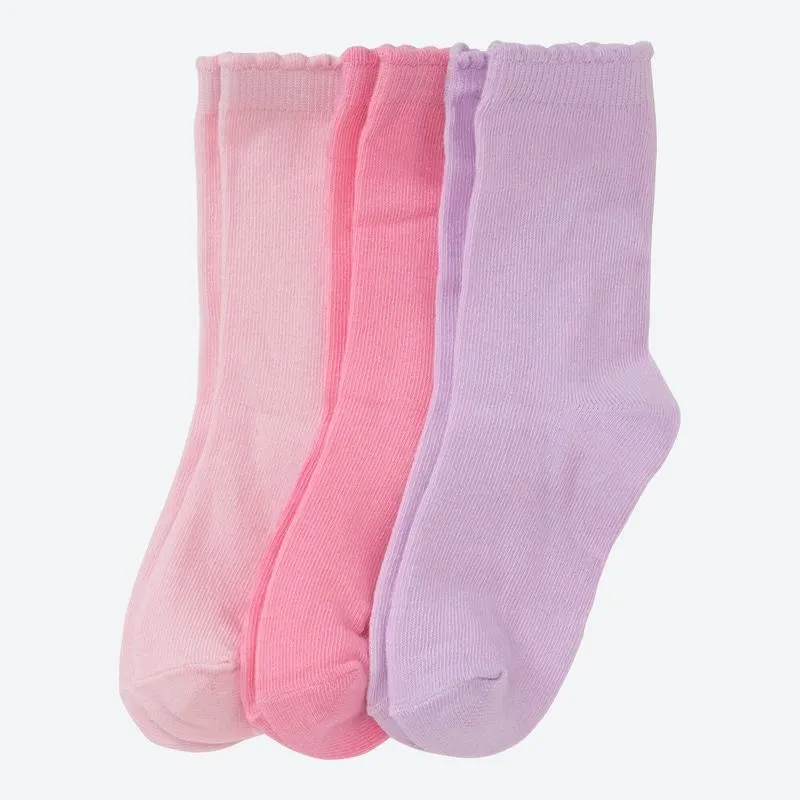 Kinder-Mädchen-Socken mit Mäusezähnchen-Bund, 3er-Pack