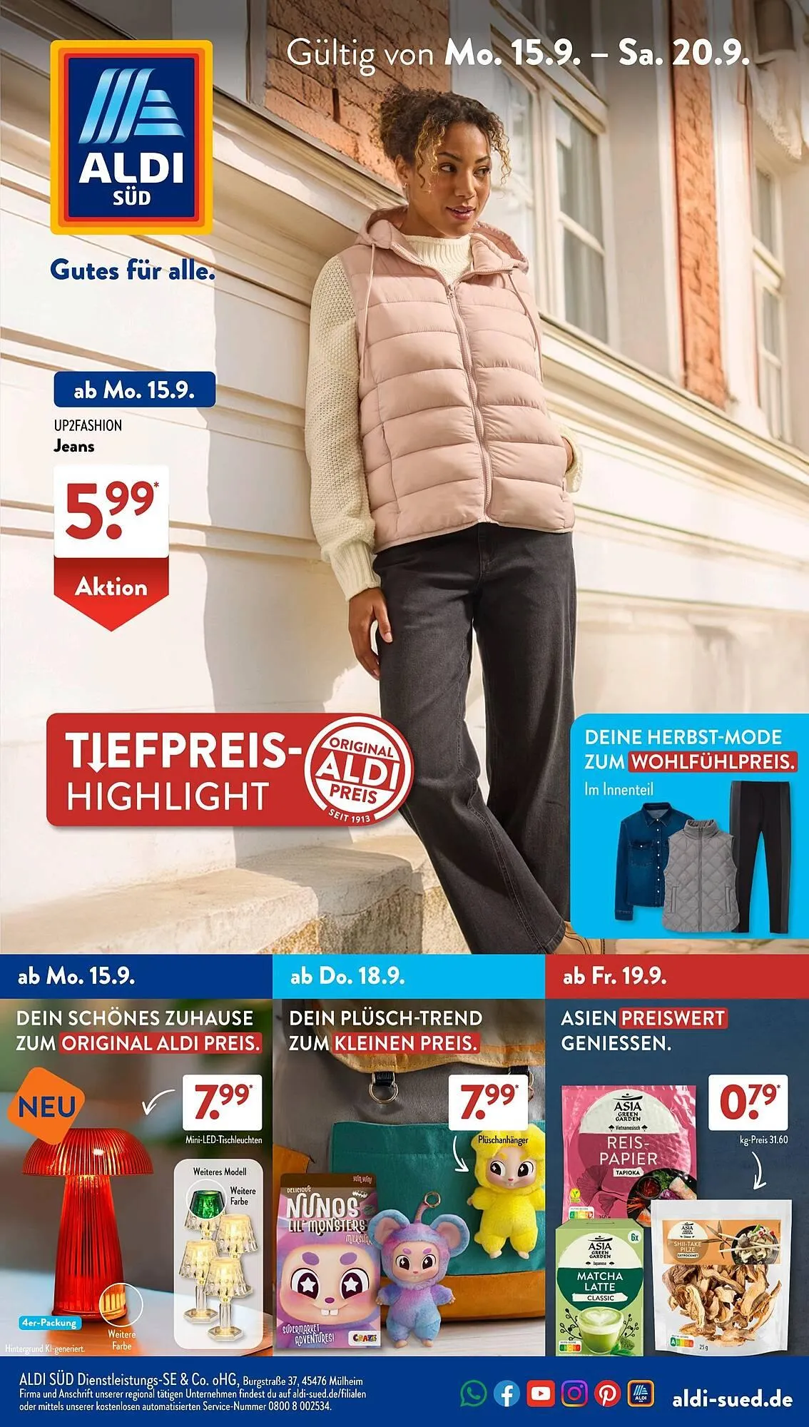 Aldi Süd Prospekt von 15. September bis 21. September 2025 - Prospekt seite 1