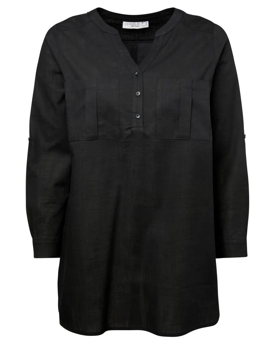 Longbluse Janina curved, Brusttaschen