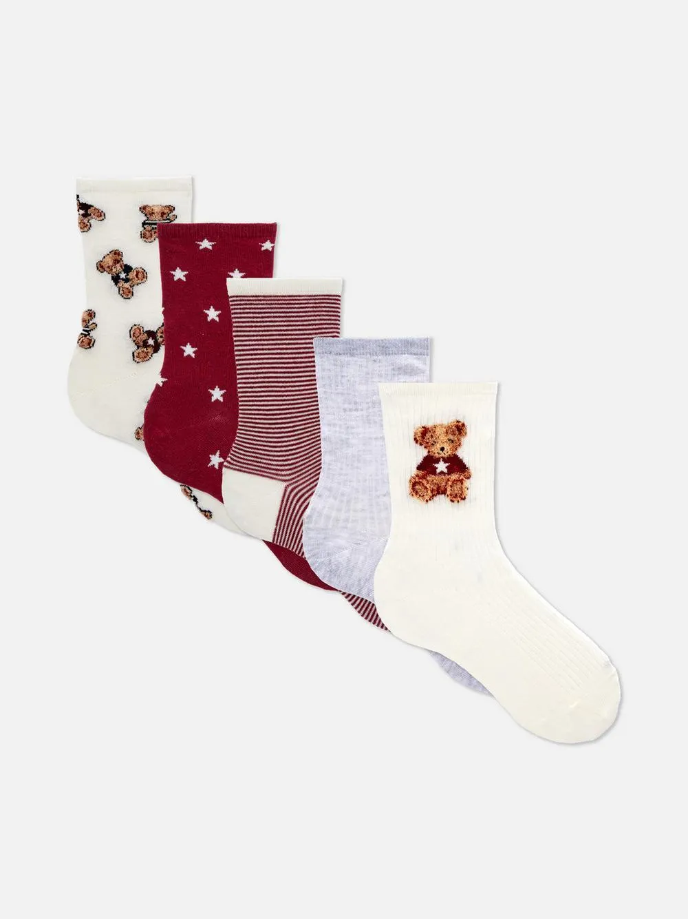 Crew-Socken mit Bärenmuster, 5er-Pack