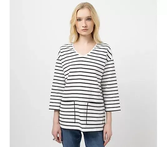 Wählen Sie Ihre Variante: STEFFEN SCHRAUT Sweatshirt, 3/4 Arm V-Ausschnitt aufgesetzte Taschen leger weit