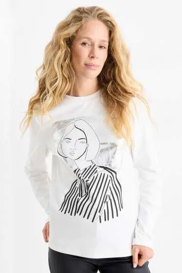 Long sleeve top - regular fit - shiny