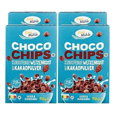 Kornmühle Schoko Chips 750 g, 4er Pack