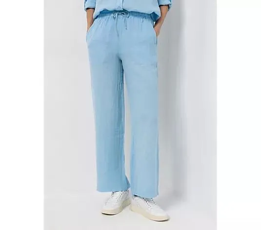 STRANDFEIN Hose lange Form 100% Leinen gerades Bein