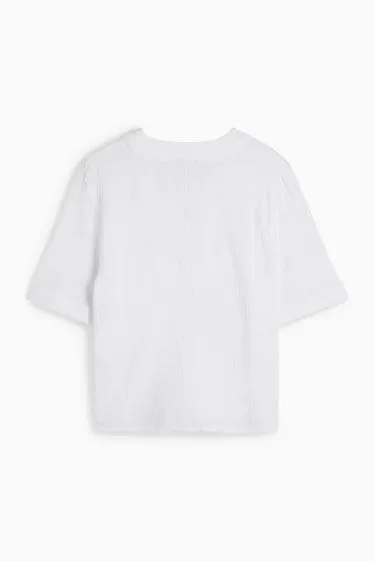 V-neck muslin blouse