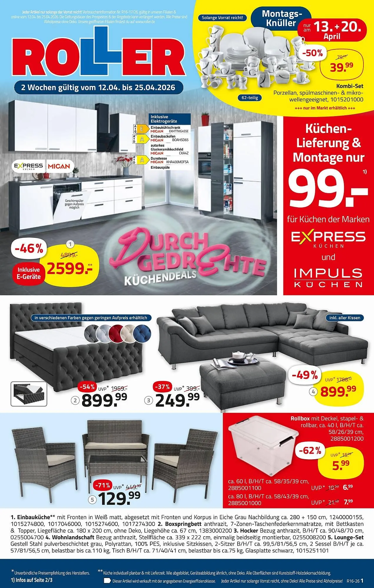 ROLLER Prospekt von 12. April bis 25. April 2026 - Prospekt seite 1