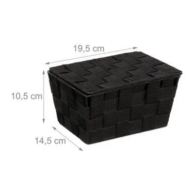 3 x Aufbewahrungskorb mit Deckel schwarz
