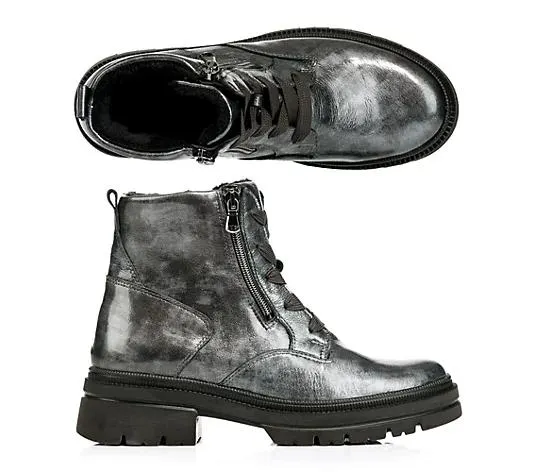 VITAFORM Damen-Stiefelette Lackleder 2 Reißverschlüsse Absatzsohle