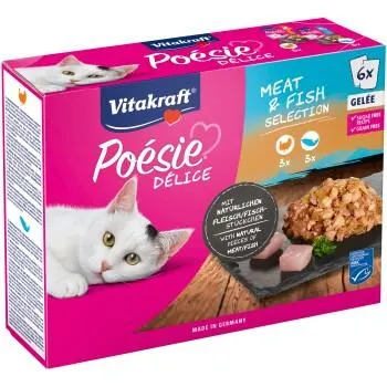 Vitakraft Poésie Delice Adult 6x85g Fleisch und Fisch, in Gelee