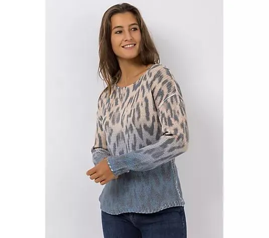 DINE 'N' DANCE Pullover, 1/1-Arm Rundhalsausschnitt Allover-Druck figurumspielend