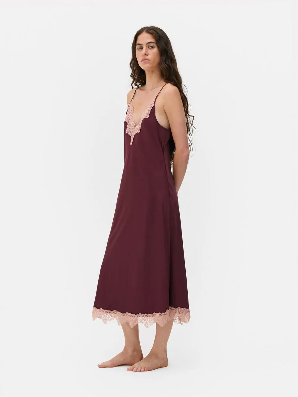 Satin Contrast Lace Chemise