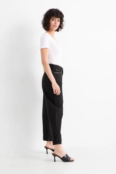Barrel jeans - mid-rise waist