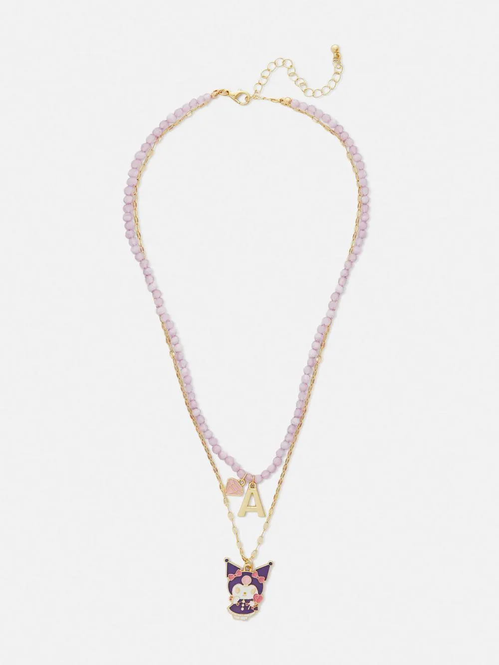 Zweireihige „Hello Kitty Kuromi“ Halskette mit Initiale