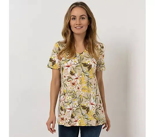 KIM & CO. Longshirt, 1/2-Arm Brazil Knit Jersey ausgestellter Saum figurumspielend