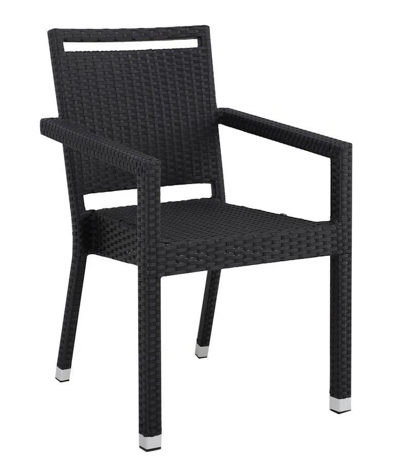 METRO PROFESSIONAL Stapelstuhl mit Armlehne und Handgriff Barbados, Polyrattan, schwarz