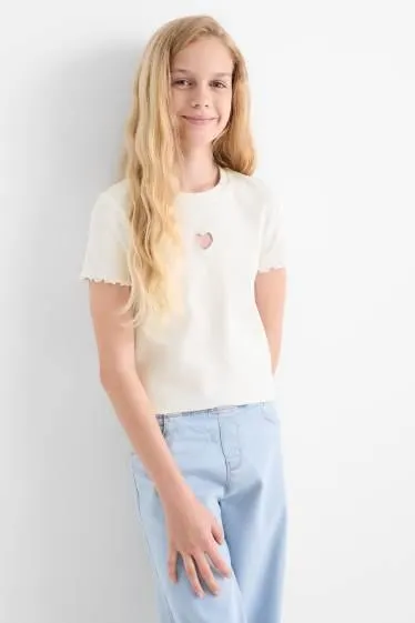 Multipack of 3 - heart - short sleeve T-shirt - ribbed