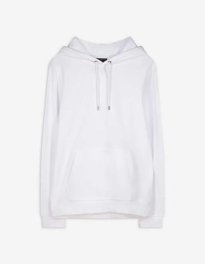 Mikina s kapucí - Klasický střih Regular Fit - bílá