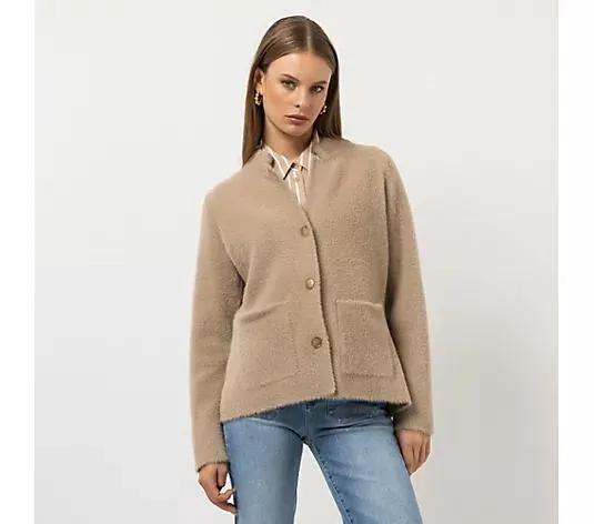 STEFFEN SCHRAUT Cardigan schmaler Stehkragen flauschiger Strick figurumspielend