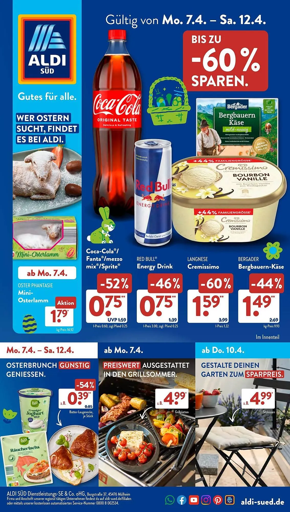Aldi Süd Prospekt von 7. April bis 13. April 2025 - Prospekt seite 1