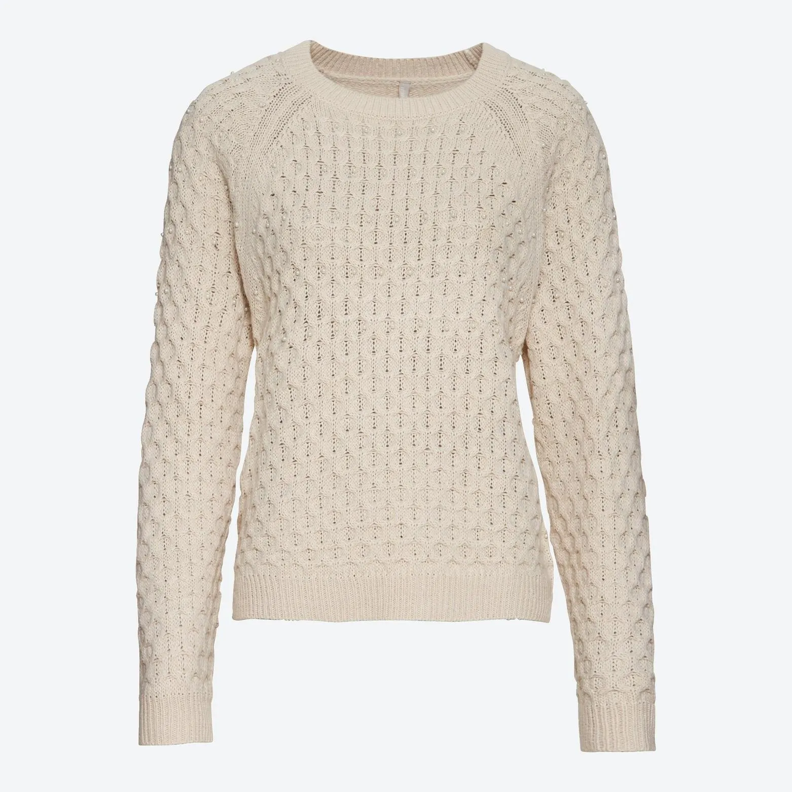Damen-Pullover mit Struktur und Schmucksteinen